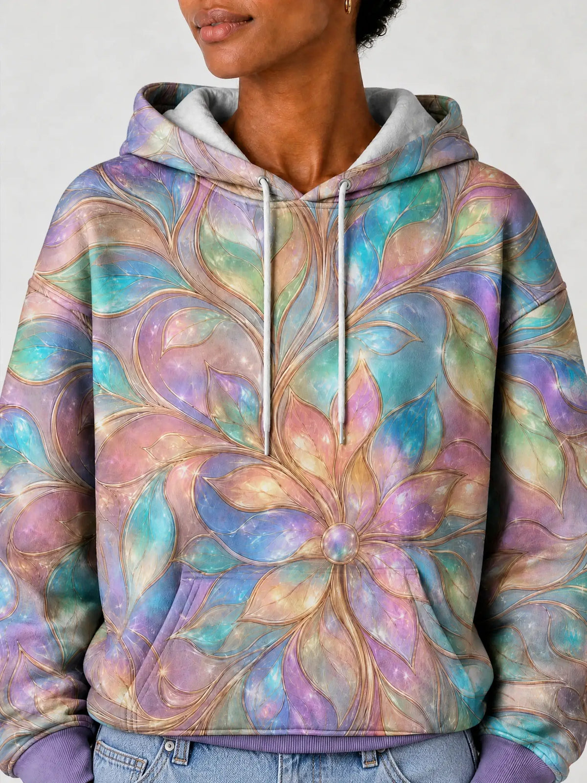 "Almasi" Hoodie — close-up on model