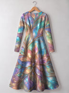 "Almasi" Long Sleeve Sweetheart Midi Dress — back view