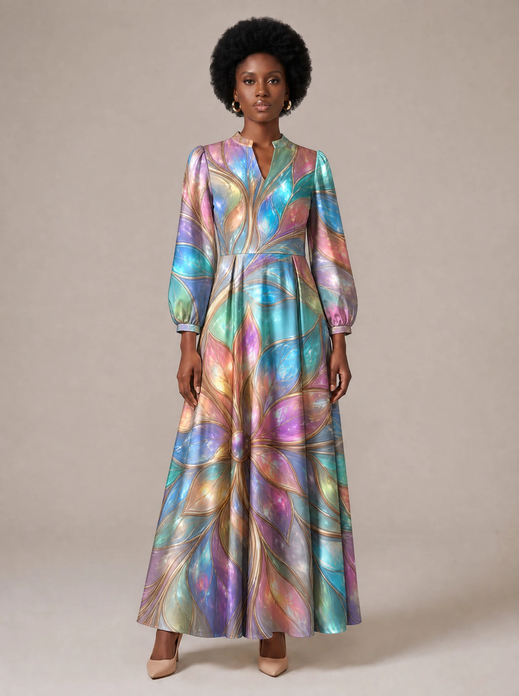 "Almasi" Puff Sleeve Maxi Dress
