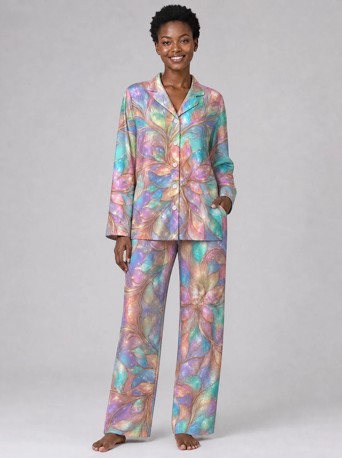 "Almasi" Pajama Set — front view on model