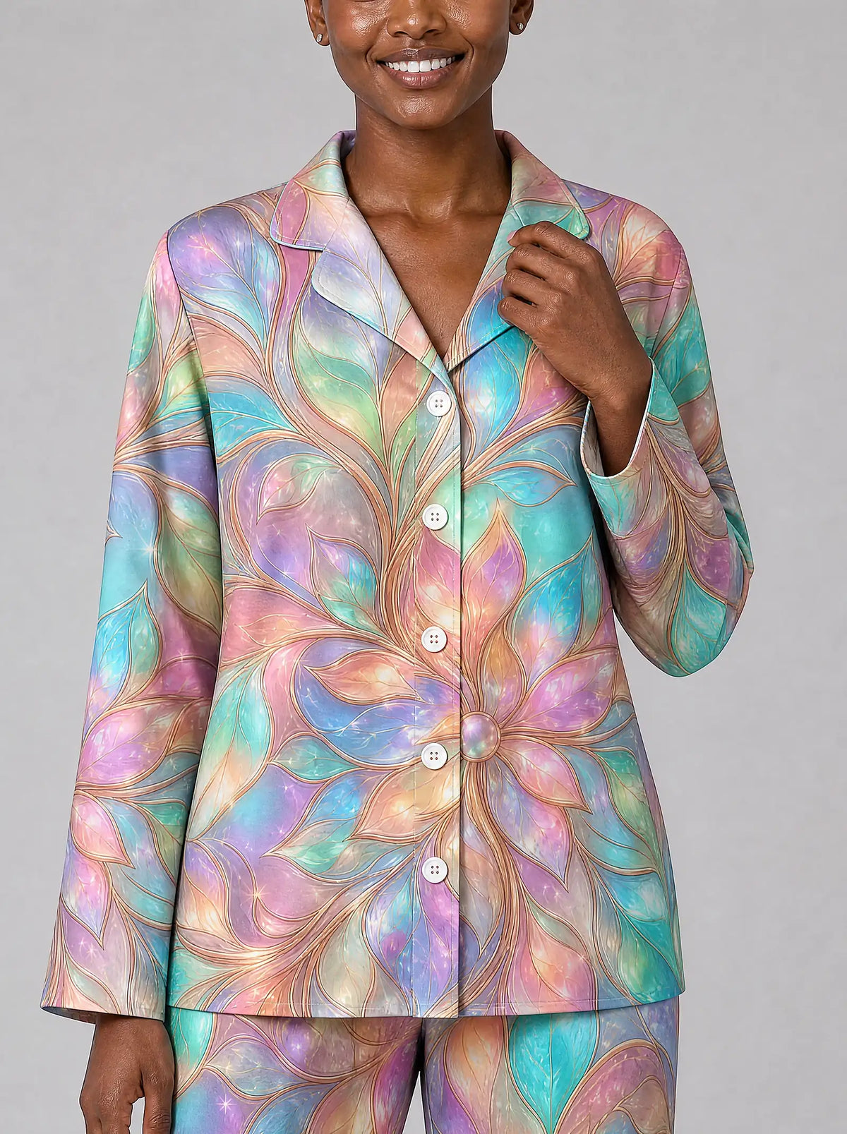 "Almasi" Pajama Set — close-up on model