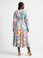 "Almasi" Long Sleeve Midaxi Dress — back view on model