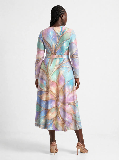 "Almasi" Long Sleeve Midaxi Dress — back view on model