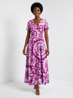 "Anasa" Short Sleeve Maxi Dress — front view on model