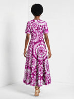 "Anasa" Short Sleeve Maxi Dress — back view on model