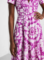 "Anasa" Short Sleeve Maxi Dress — standing, angled view on model