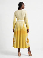 "Ancestral Flame" Long Sleeve Midaxi Dress — back view on model