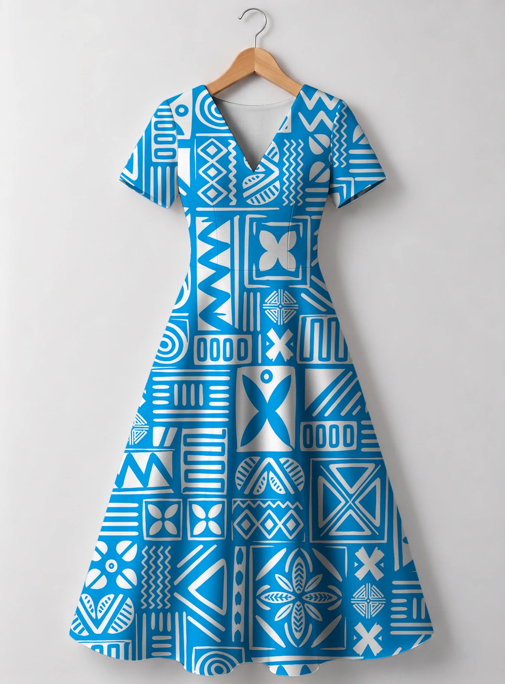 "Anga" V Neck Midi Dress