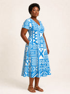 "Anga" V Neck Midi Dress — full body