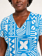 "Anga" V Neck Midi Dress — on model