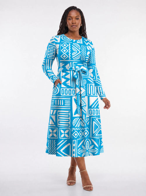 "Anga" Long Sleeve Midaxi Dress — front view on model