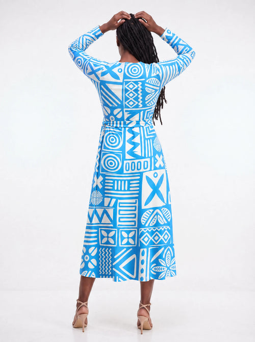 "Anga" Long Sleeve Midaxi Dress — back view on model