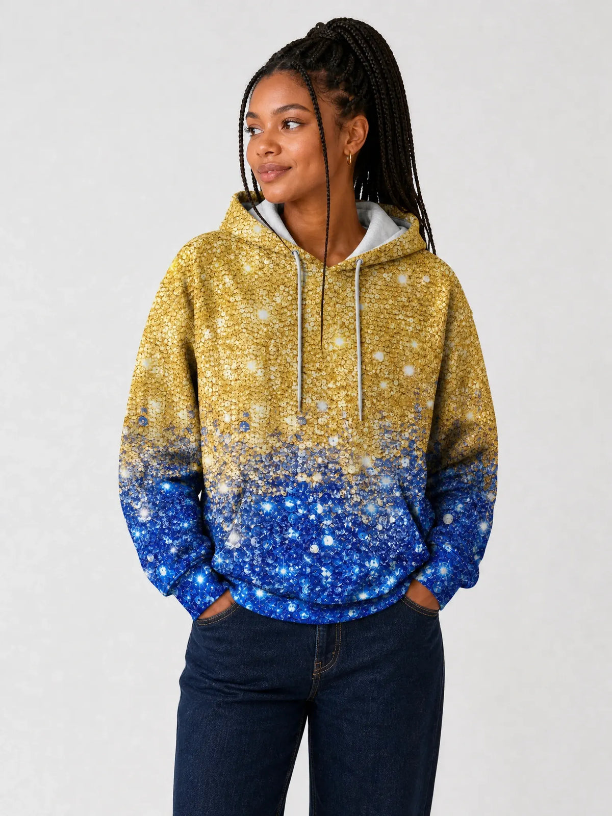 "Angaza" Hoodie — front view on model