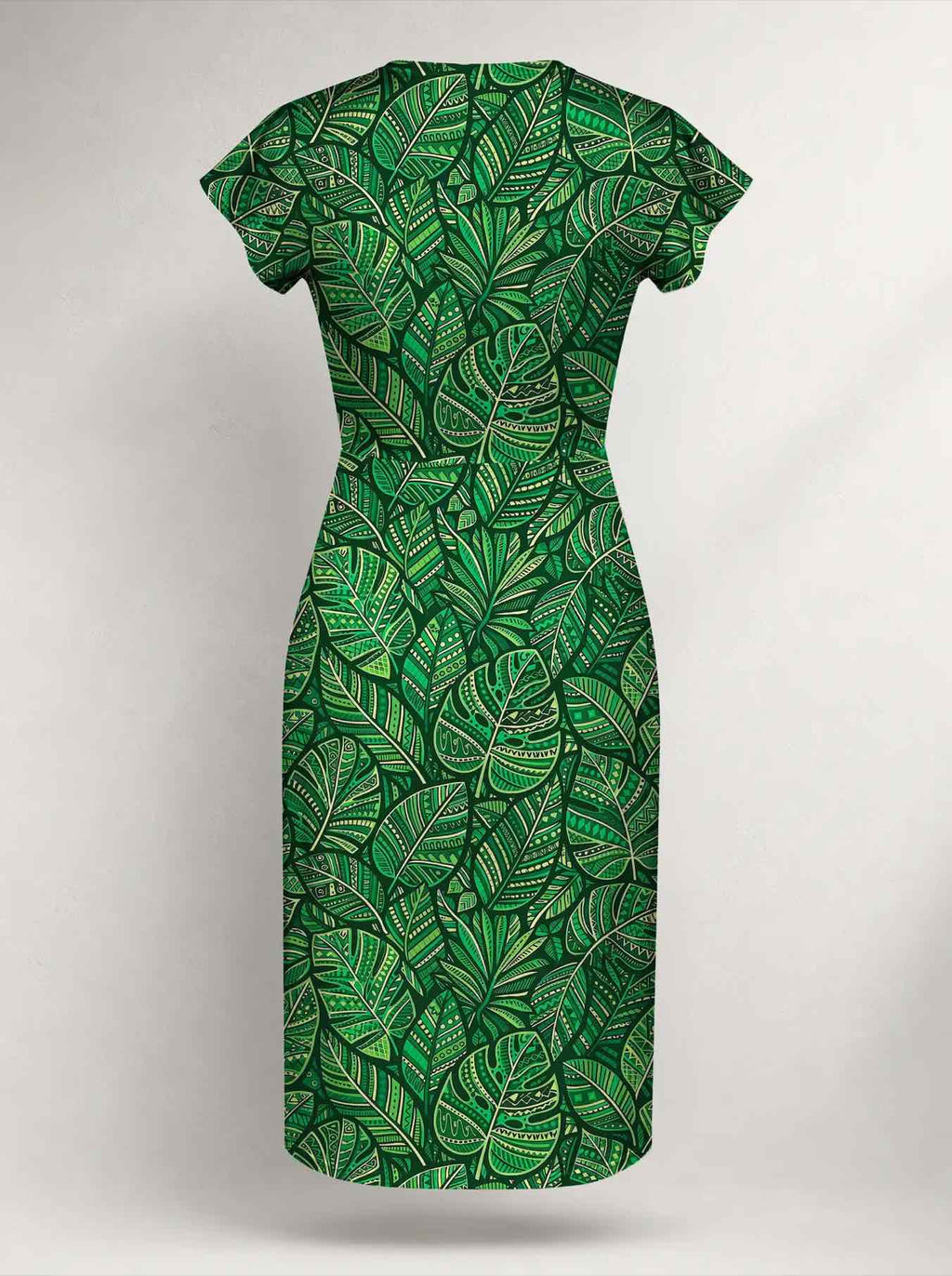 "Asili Emerald" Cap Sleeve Midi Dress
