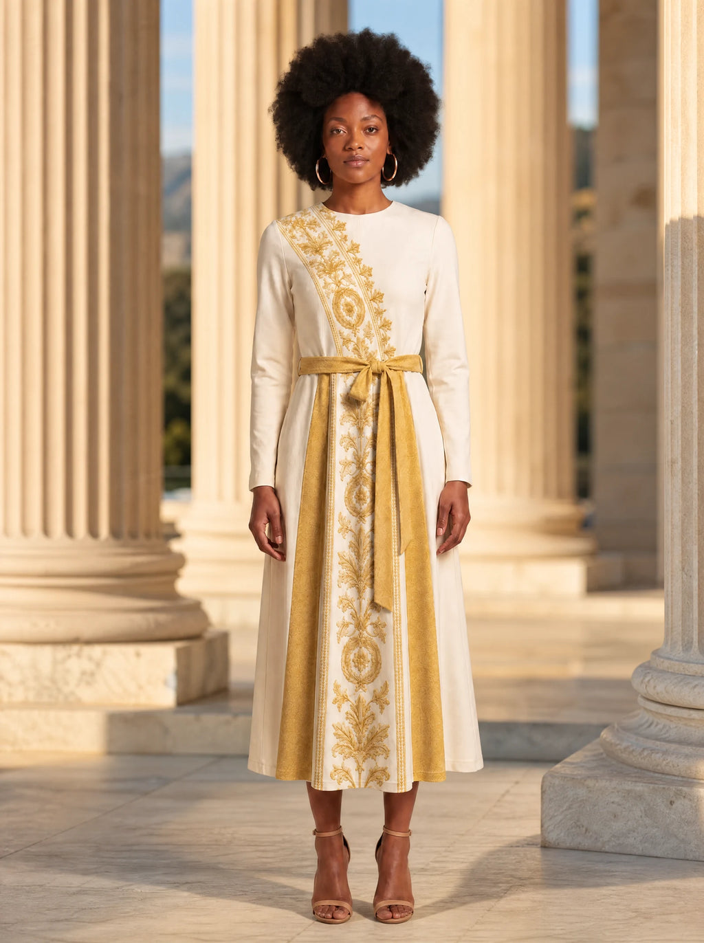 "Athena" Long Sleeve Midaxi Dress