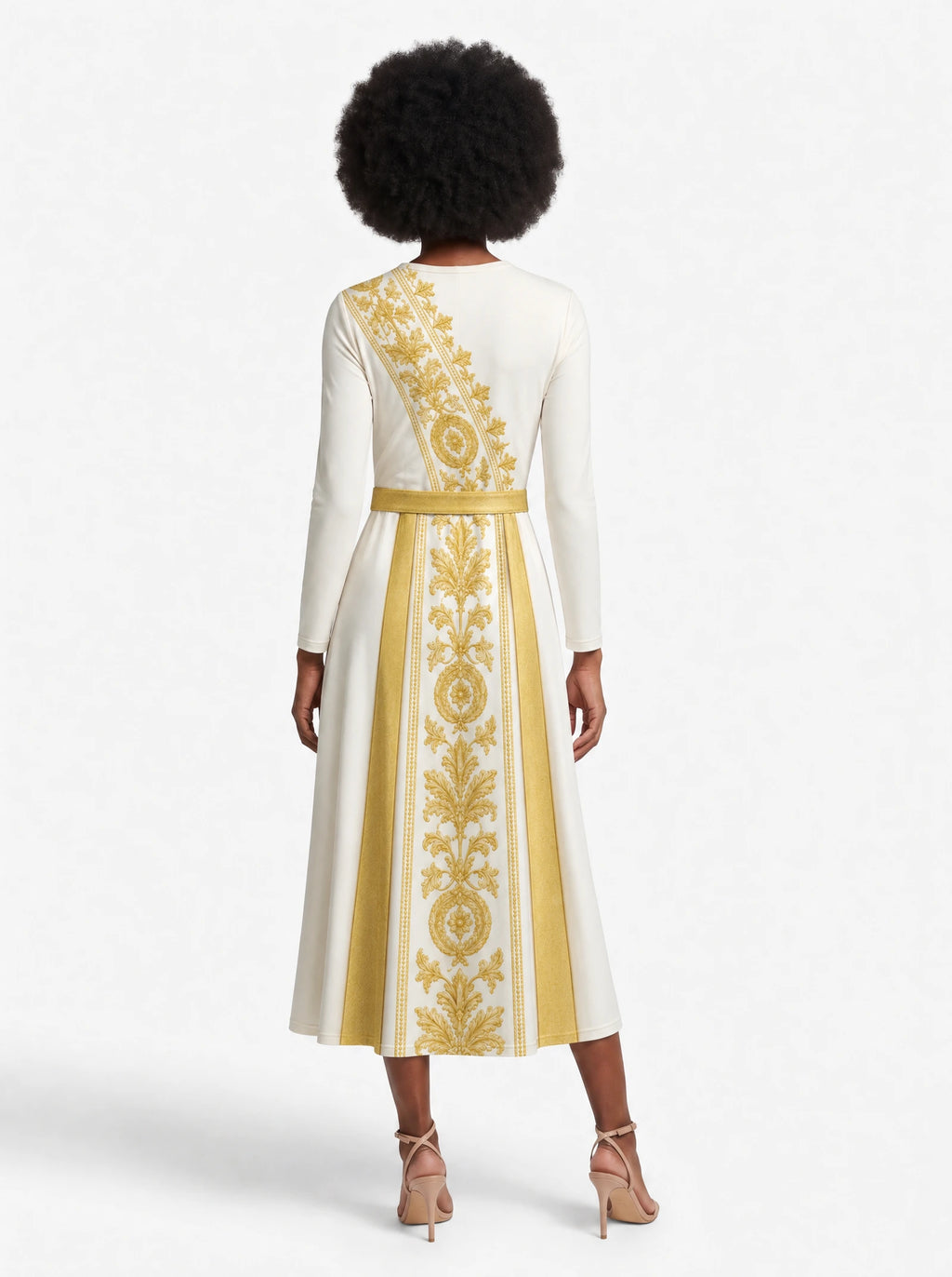 "Athena" Long Sleeve Midaxi Dress — back view on model