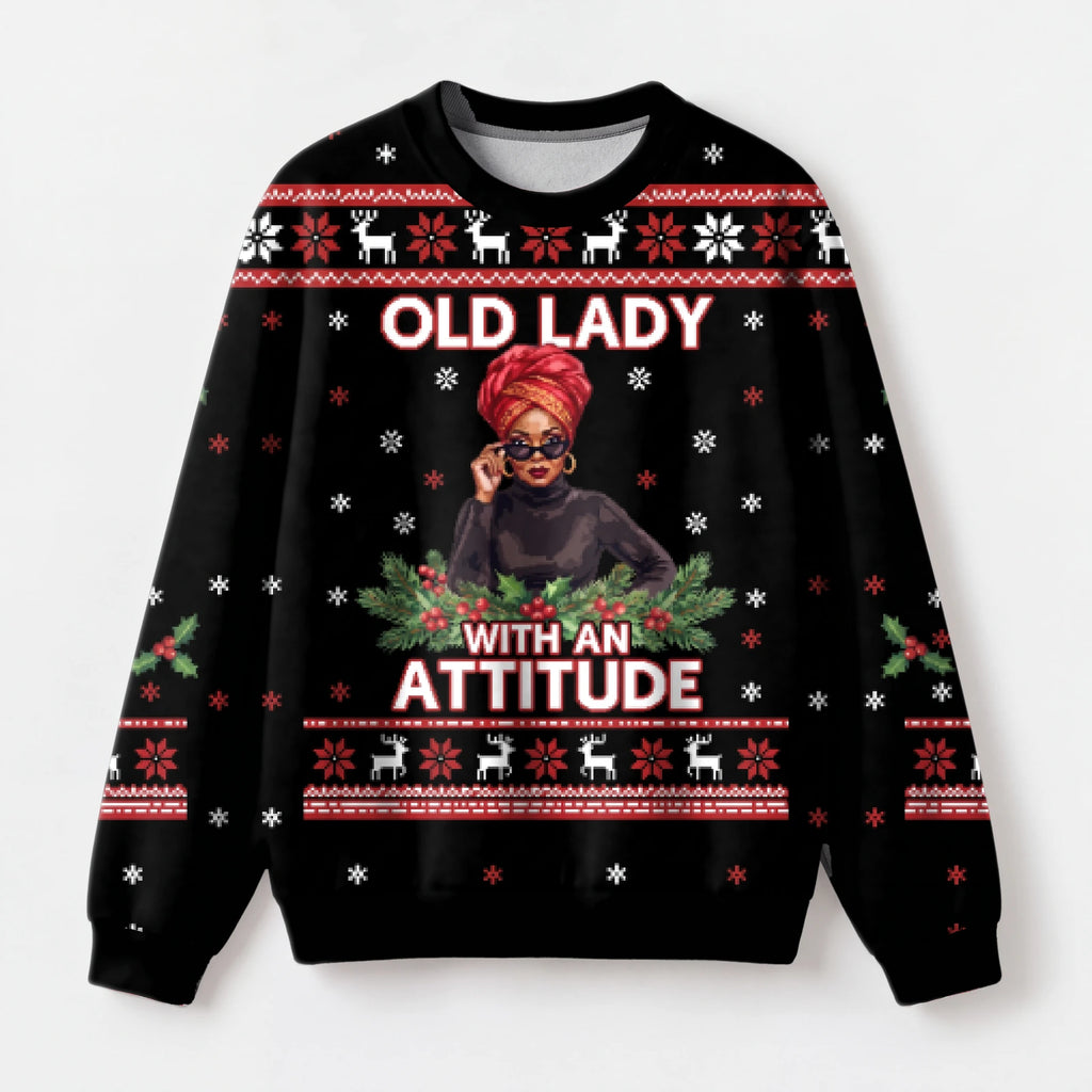 "Attitude" Christmas Sweatshirt — front view