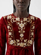 "Avalon" Long Sleeve Midaxi Dress — three-quarter view on model