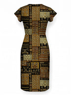 "Sankofa" Cap Sleeve Midi Dress