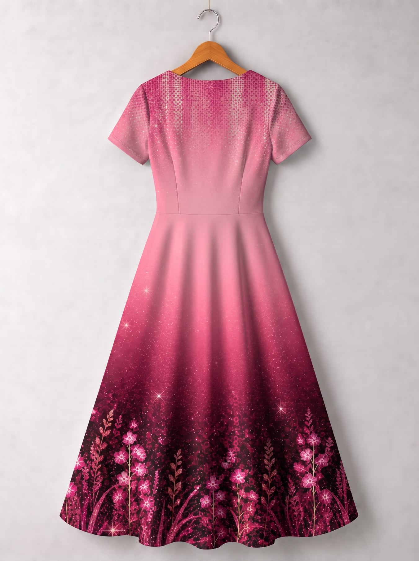 "August Queen Pink" Short Sleeve Maxi Dress