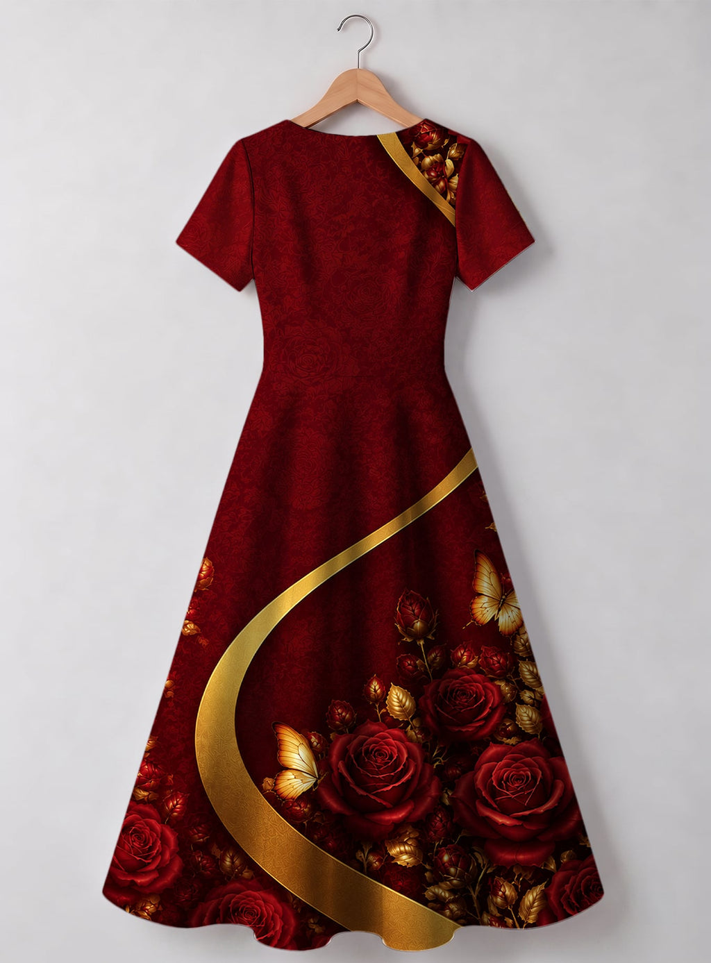 "August Girl Roses" Sweetheart Midi Dress