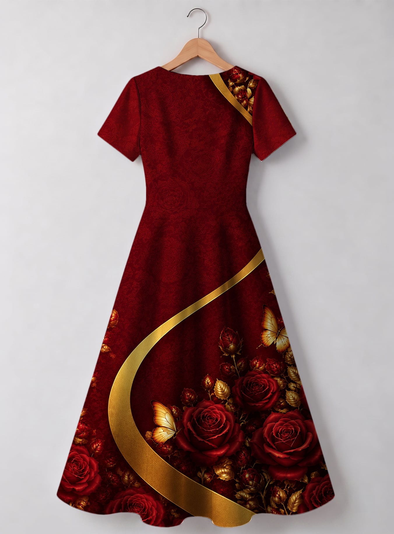 "August Girl Roses" Sweetheart Midi Dress