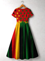 "Kwanza" Short Sleeve Maxi Dress