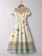 "Alizeti" Short Sleeve Maxi Dress