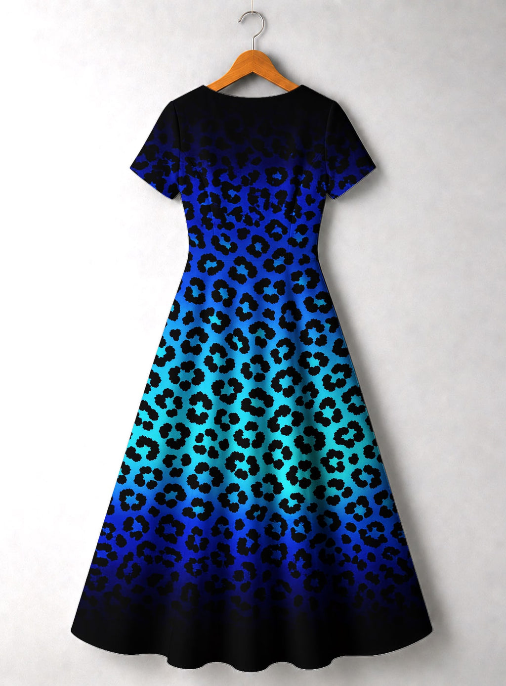 "Unstoppable" Sapphire Leopard" Short Sleeve Maxi Dress