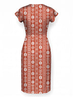 "Oshun Kijani" Cap Sleeve Midi Dress