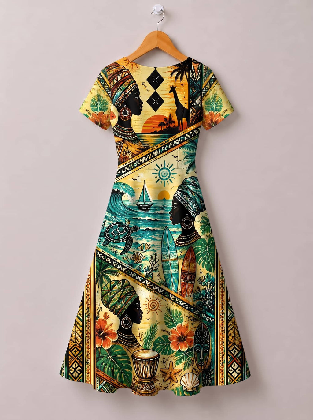 "Safari" Short Sleeve Maxi Dress
