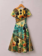 "Safari" Short Sleeve Maxi Dress