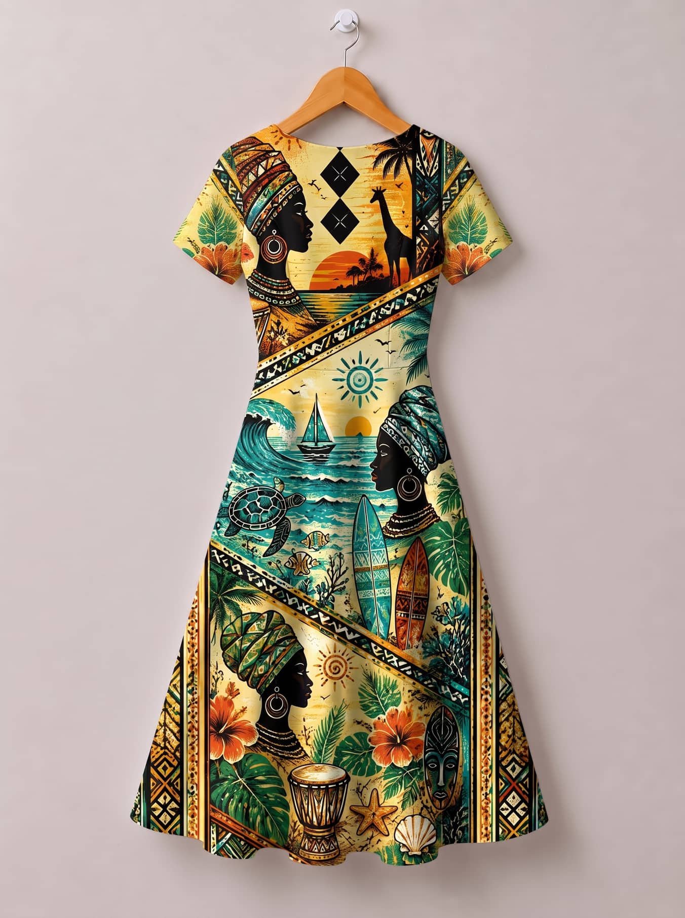 "Safari" Short Sleeve Maxi Dress