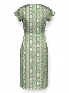 "Oshun Verde" Cap Sleeve Midi Dress
