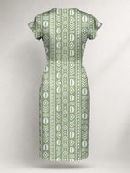 "Oshun Verde" Cap Sleeve Midi Dress