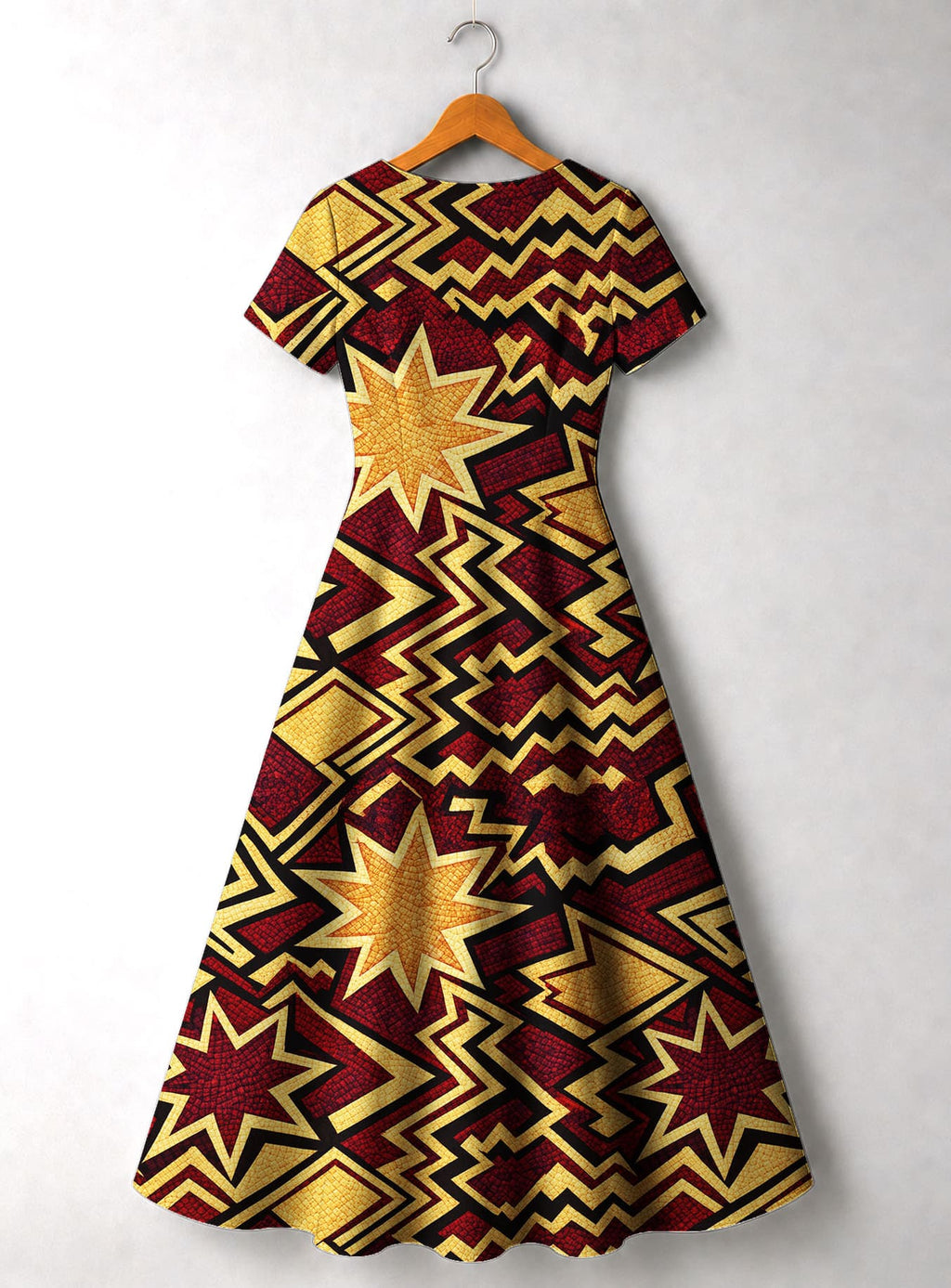 "Burgundy Sheba" Short Sleeve Maxi Dress