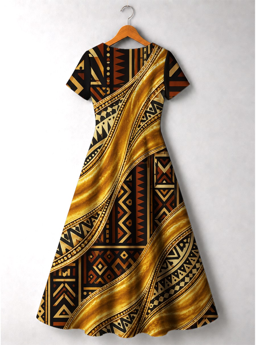 "Kahiko" Short Sleeve Maxi Dress