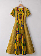 "Kente" Sweetheart Midi Dress