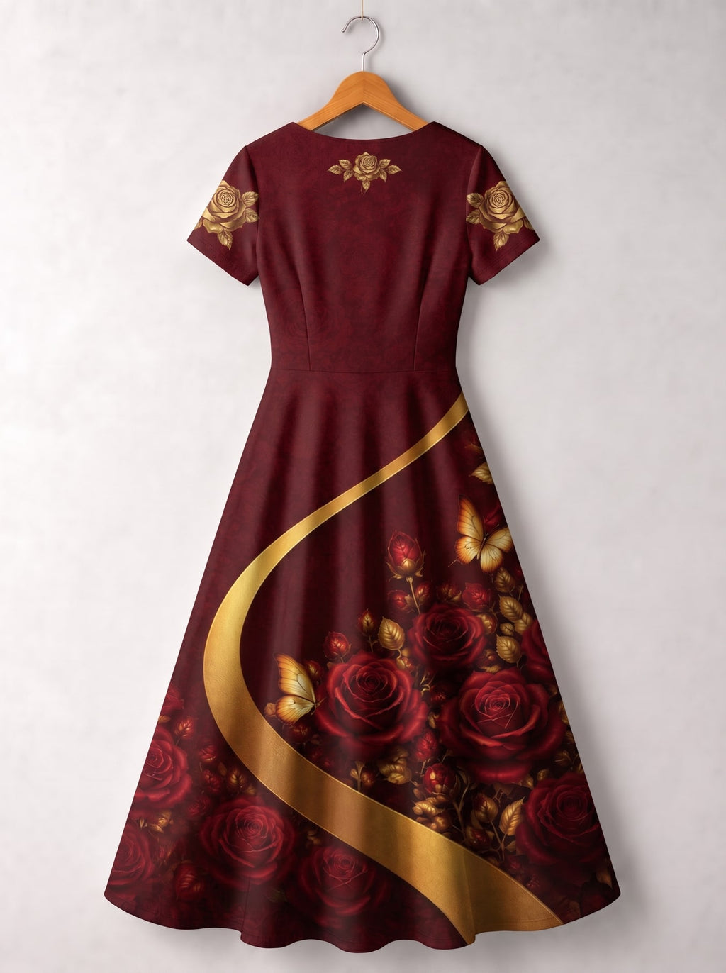 "August Girl Roses" Short Sleeve Maxi Dress