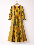 "Kente" Long Sleeve Maxi Dress
