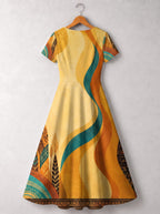 "August Queen Best Life" Short Sleeve Maxi Dress