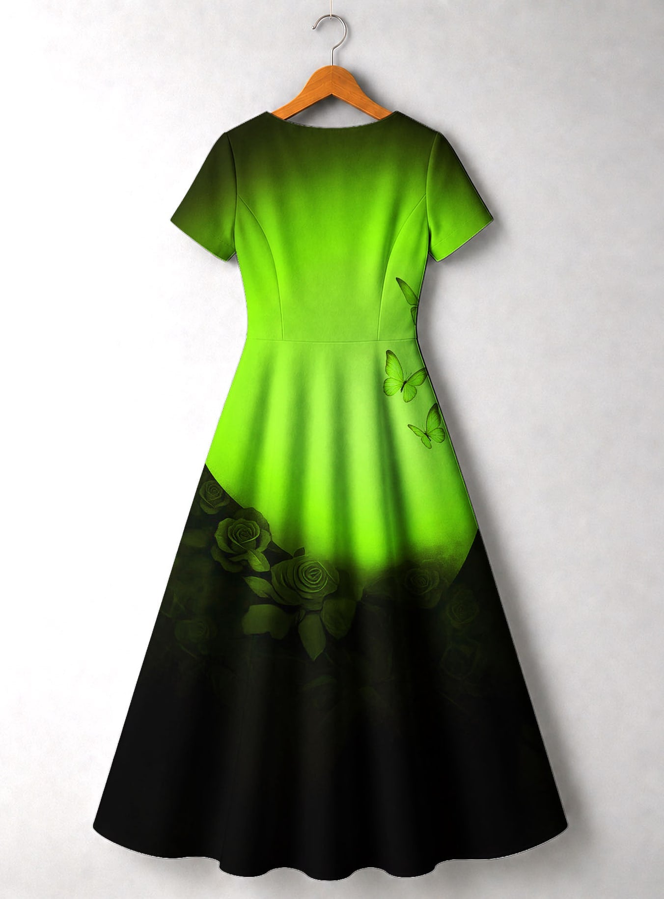 "Selah" Green" Short Sleeve Maxi Dress
