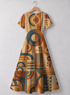 "Uzuri" V Neck Midi Dress