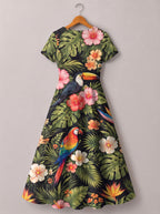 "Kasuku" Short Sleeve Maxi Dress