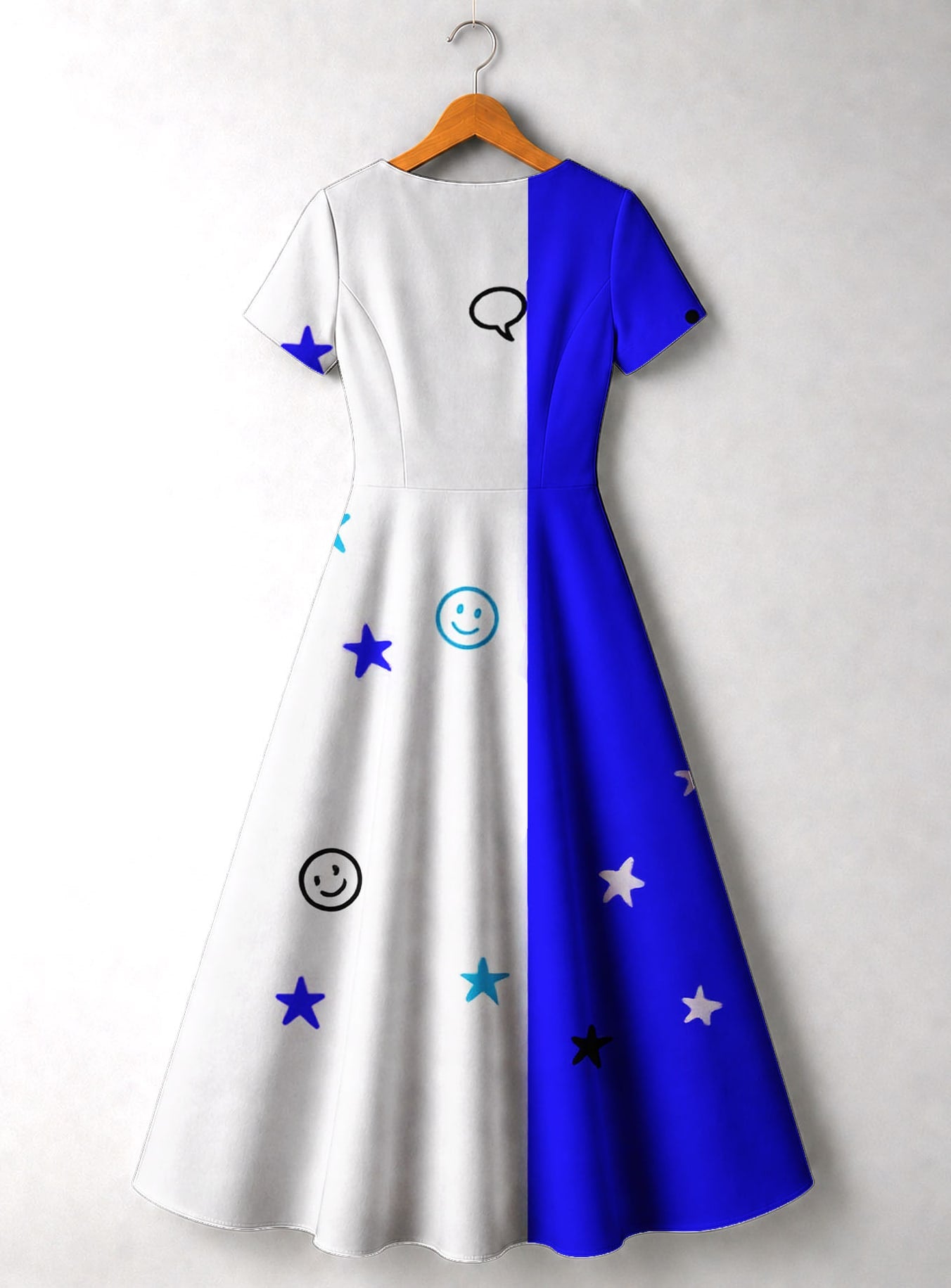 "Feeling Blacknificient Blue" Short Sleeve Maxi Dress