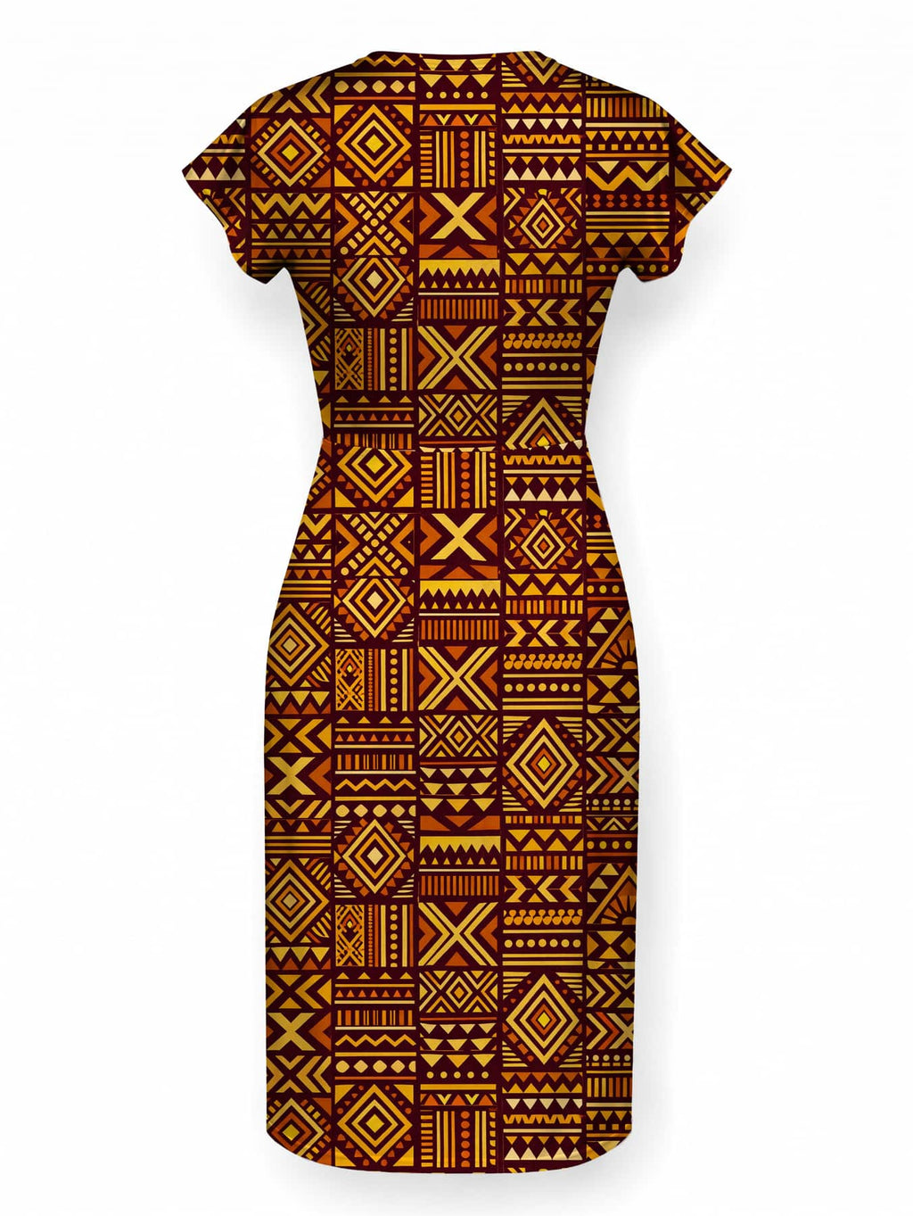 "Mudcloth" Cap Sleeve Midi Dress