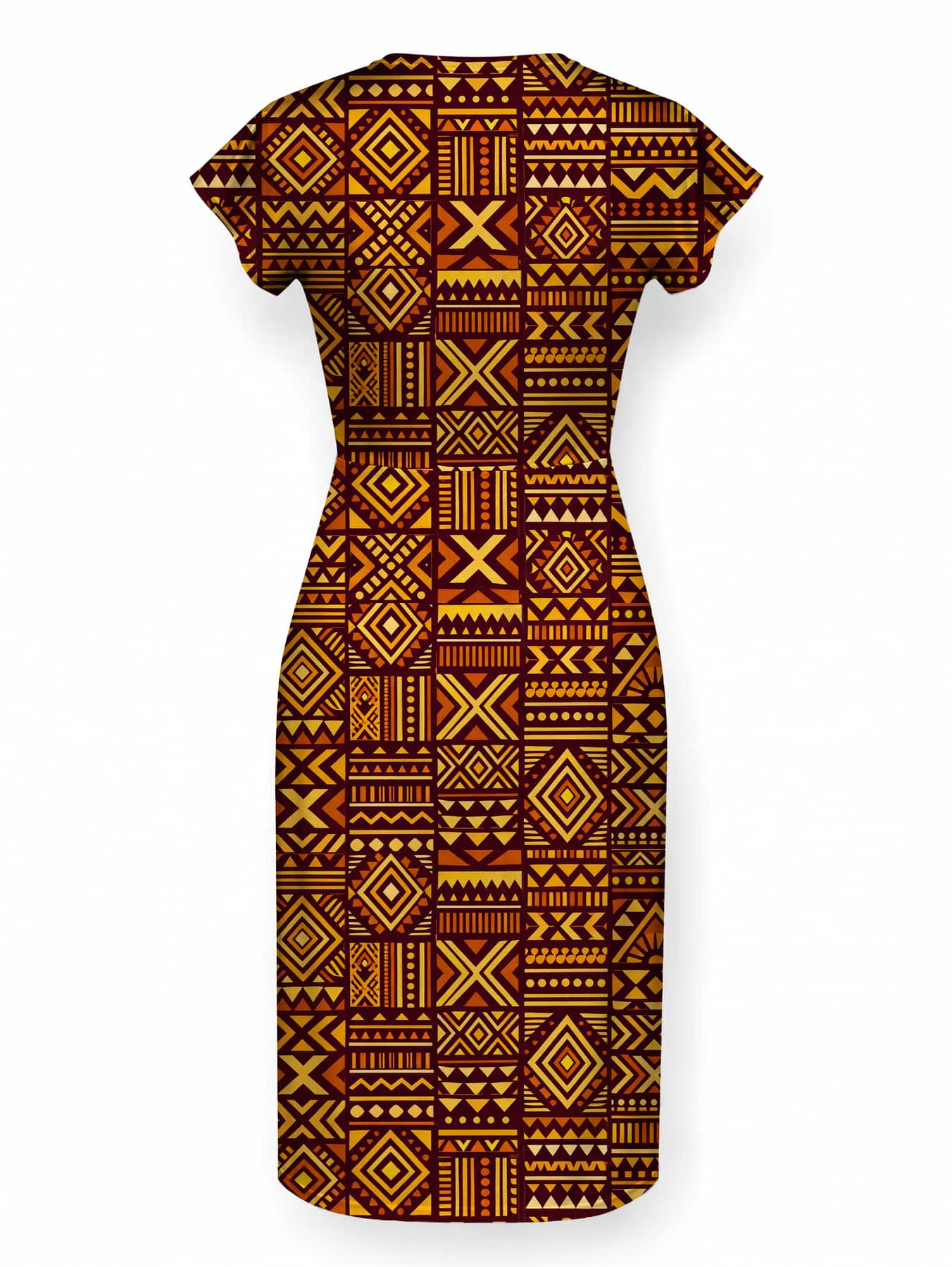 "Mudcloth" Cap Sleeve Midi Dress
