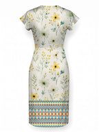 "Alizeti" Cap Sleeve Midi Dress