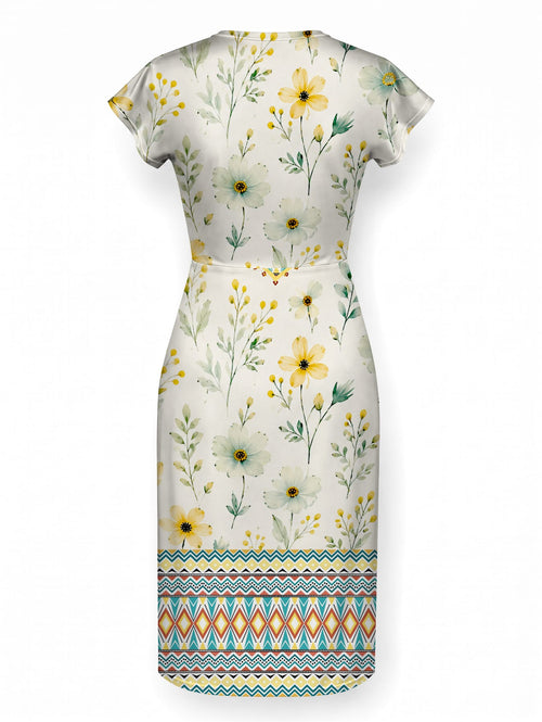 "Alizeti" Cap Sleeve Midi Dress