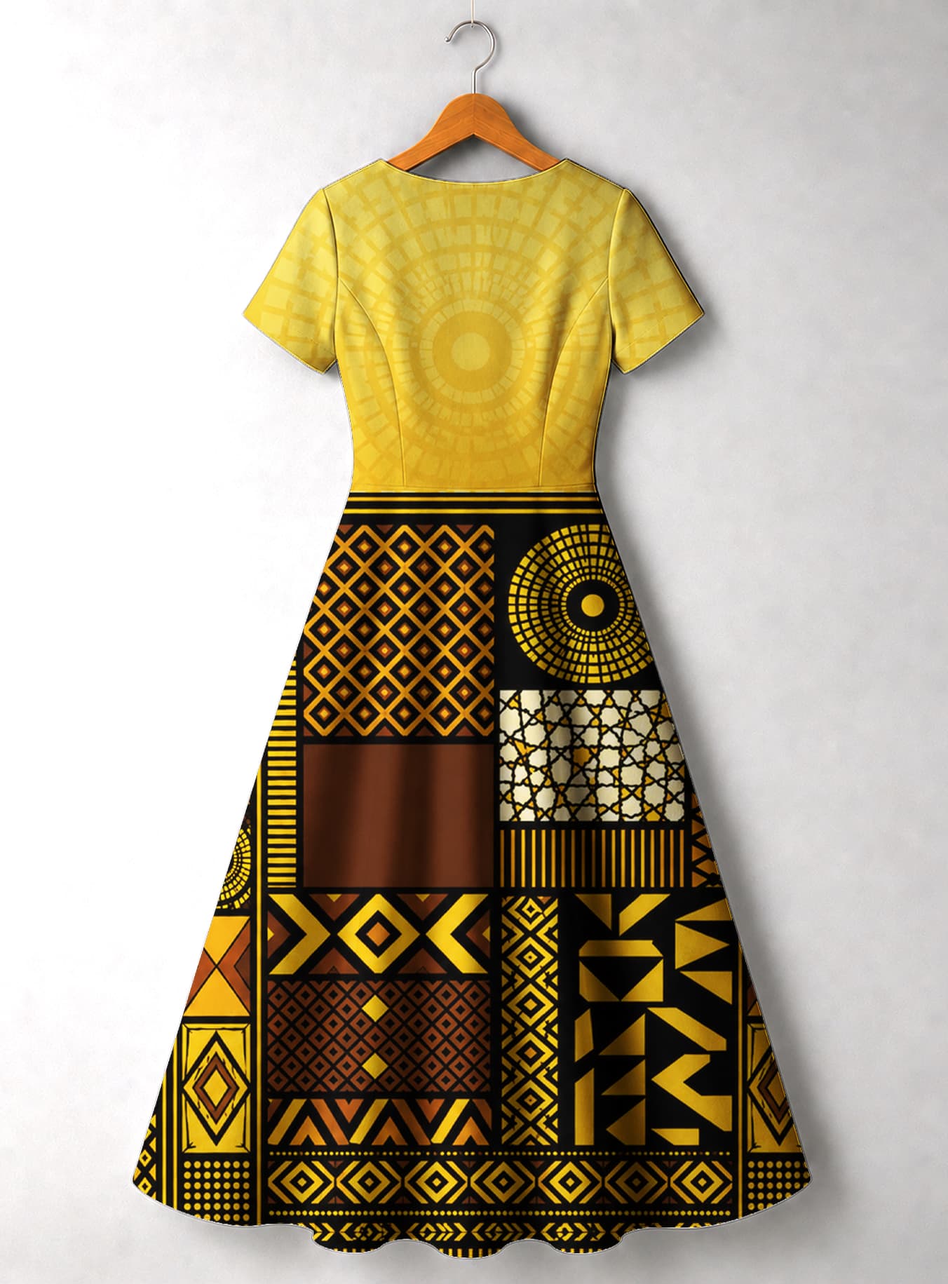 "Manjano" Short Sleeve Maxi Dress